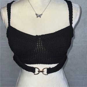 Fashion Nova Black Crochet Knit Crop Top